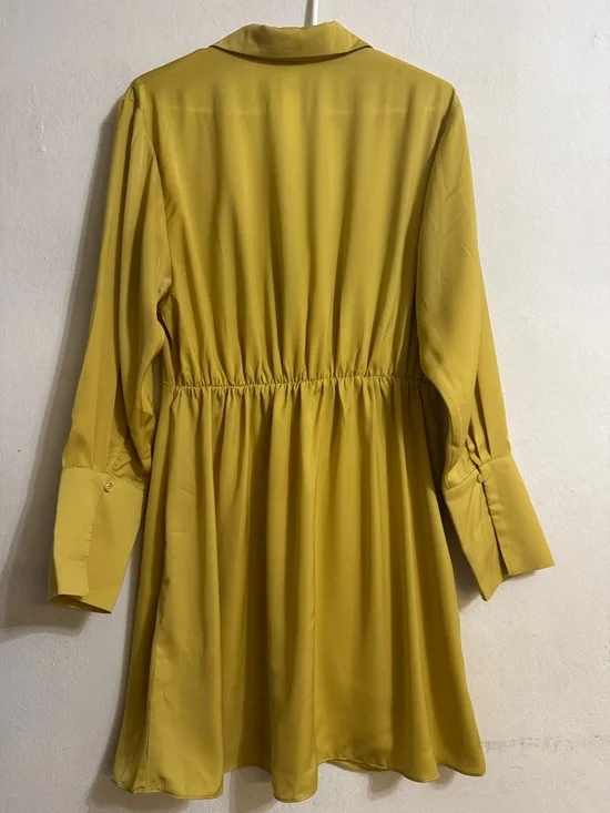 H&M Women's Mustard Twist-Front Shirt Dress Size M NWT - Picture 6 of 7